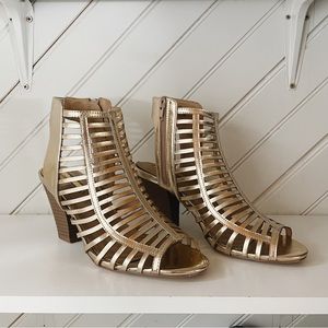 LILIANA Kendrick Caged Sandal | Gold | Womens 9